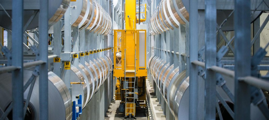 Industrial storage of battery foil rolls ready for export