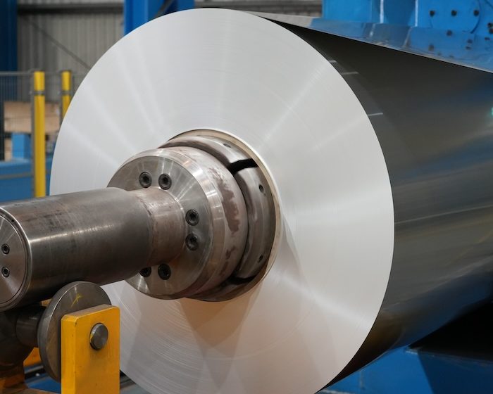 A large coil of aluminium at Bridgnorth Aluminiums factory in Shropshire.