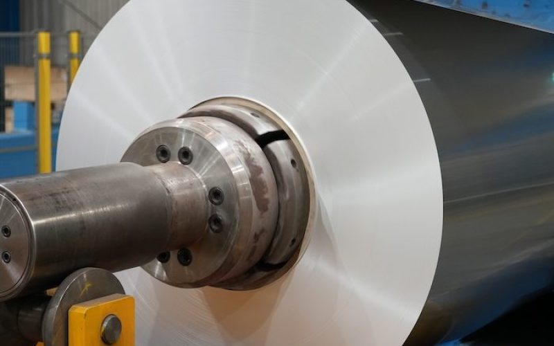 A large coil of aluminium at Bridgnorth Aluminiums factory in Shropshire.